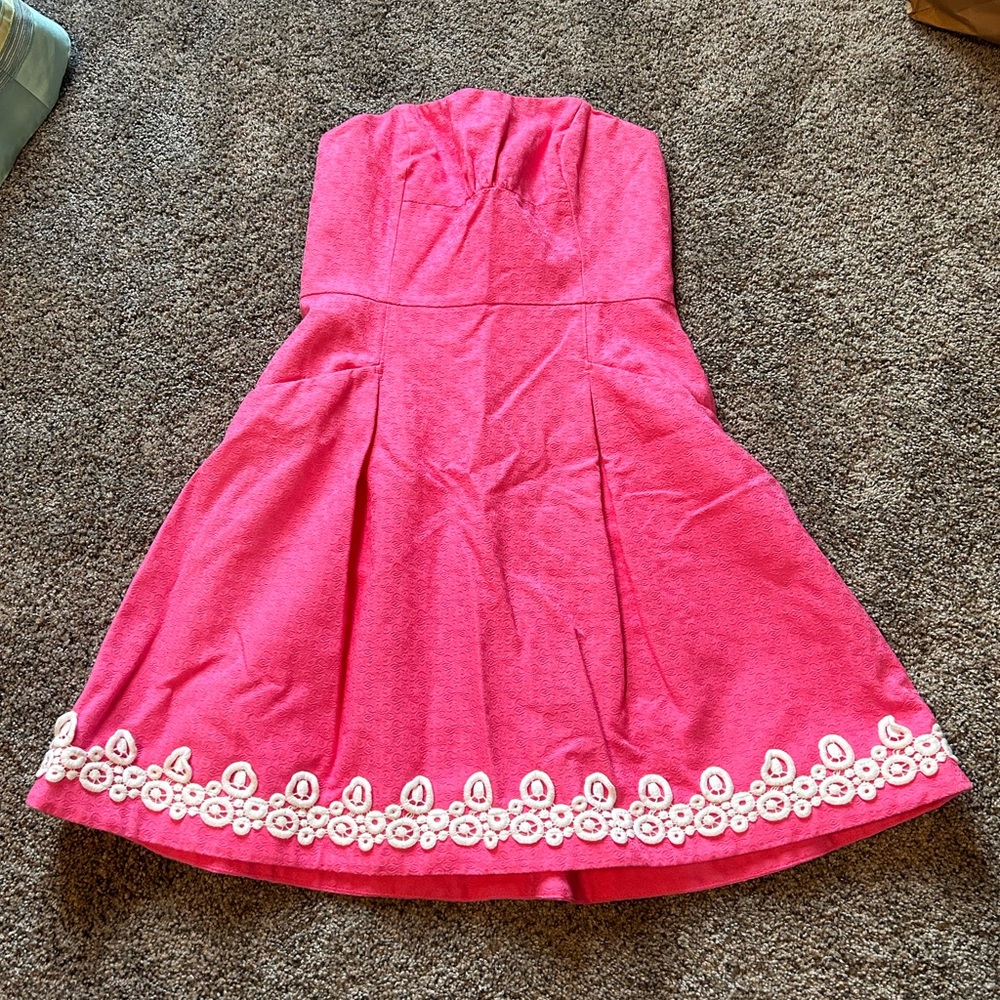 Lilly Pulitzer Strapless Hot Pink Dress Size 8